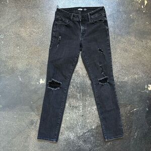 Old Navy Women’s Power Slim Straight Mid Rise Ripped Jeans Size 2 Distressed